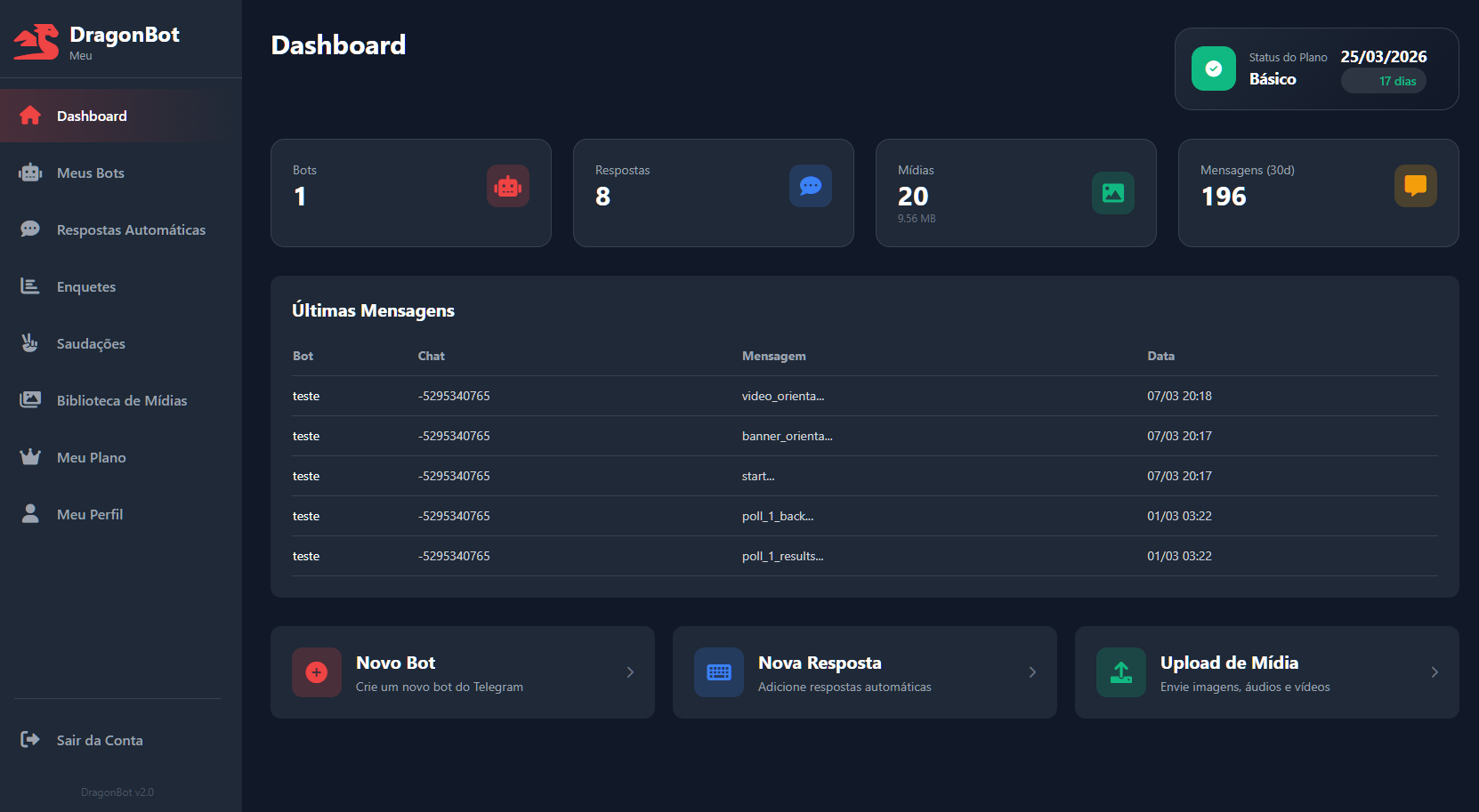 Sistema de Bot para Telegram
