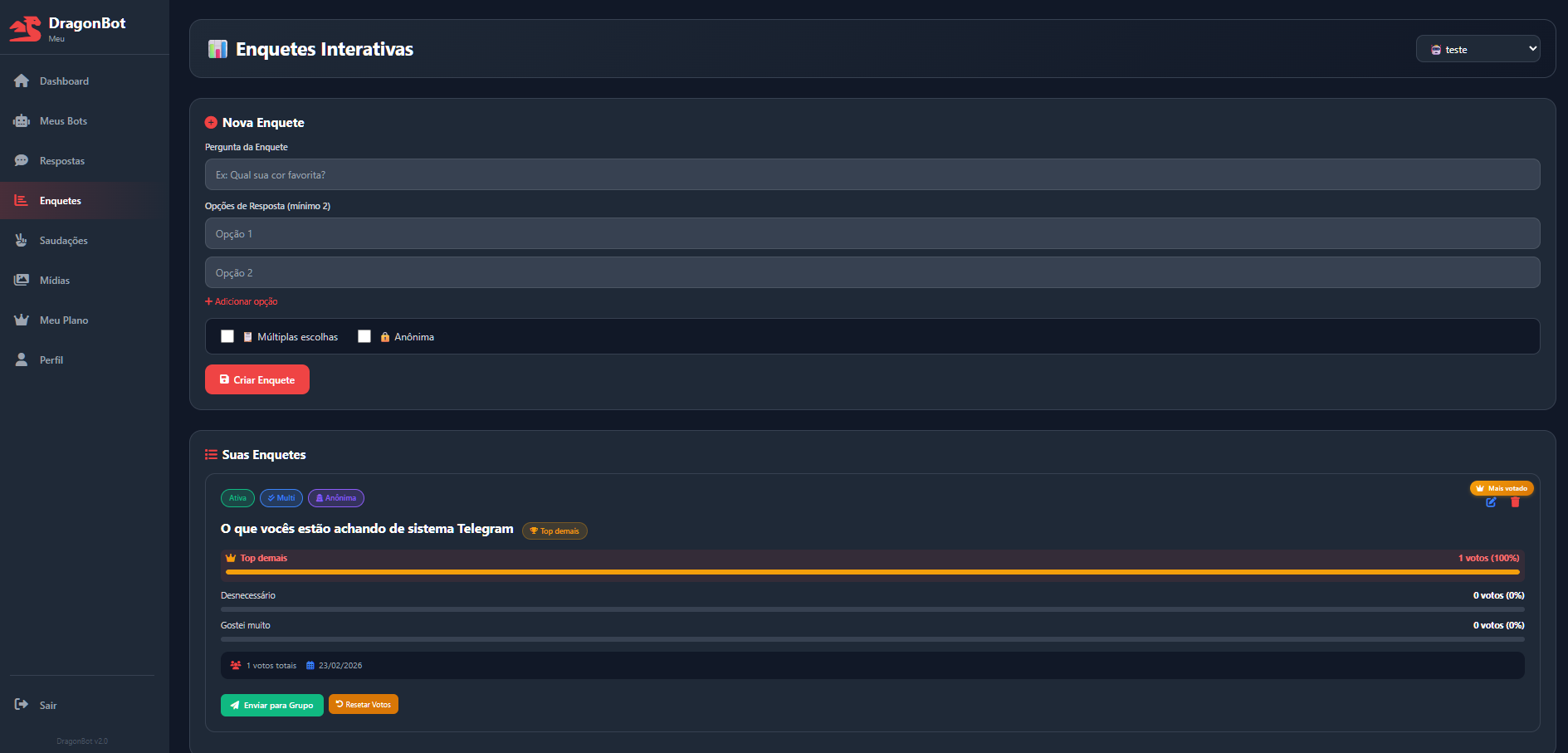 Sistema de Bot para Telegram