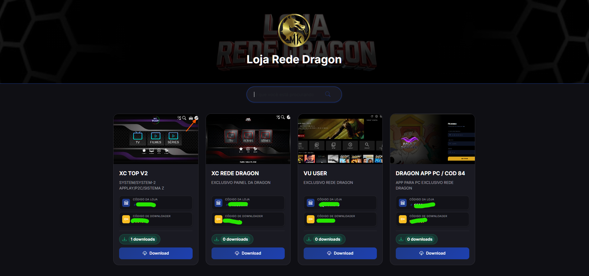 Script Loja de Apps Rede Dragon