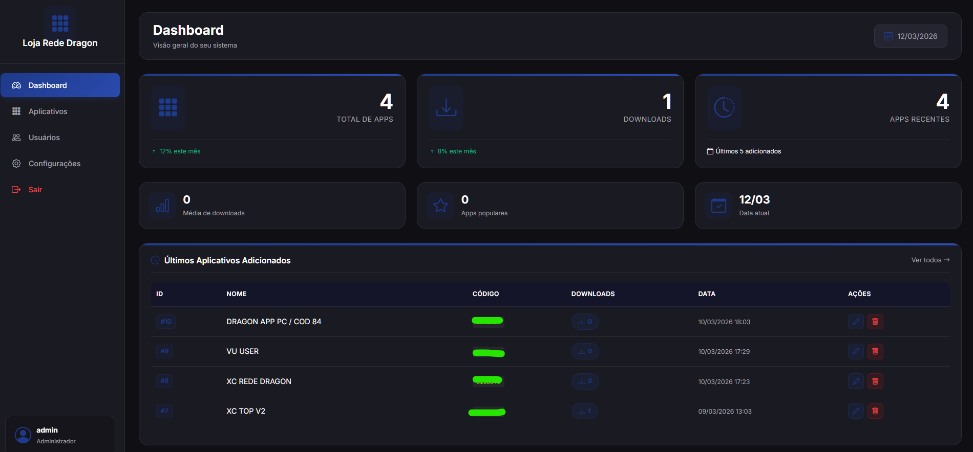 Script Loja de Apps Rede Dragon