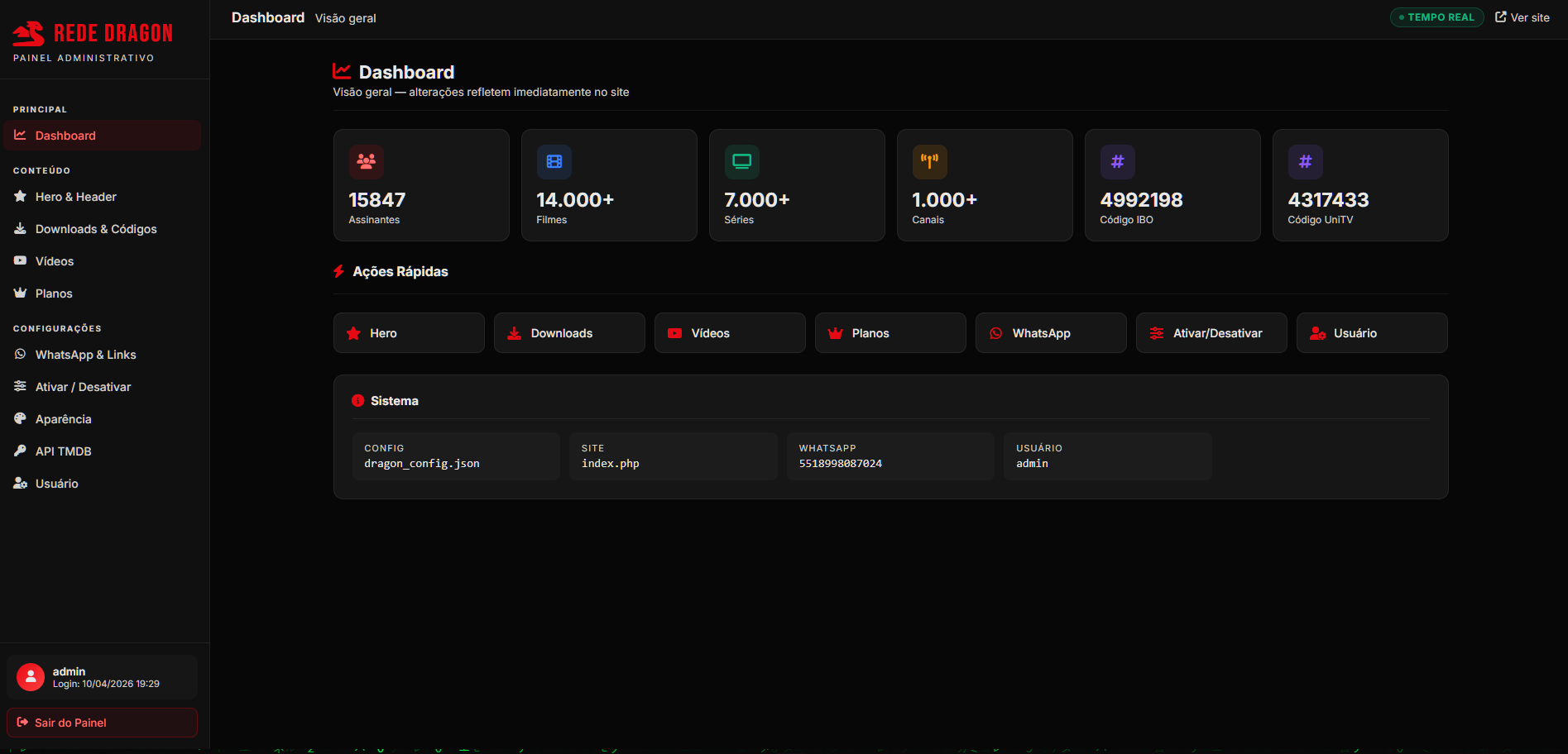 SCRIPT SITE DE IPTV COMPLETO COM PAINEL ADM
